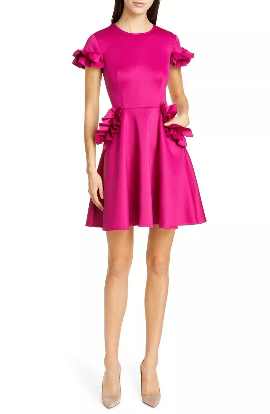 NWT NWT Ted Baker Deep Pink 'Luucie' Neoprene Mini Dress Size 4 / US 10